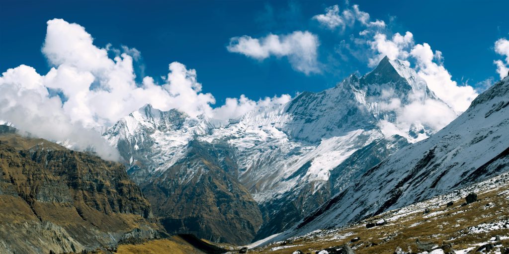 Panoramic View of Annapurna Mountain Range During Annapurna Base Camp Trek